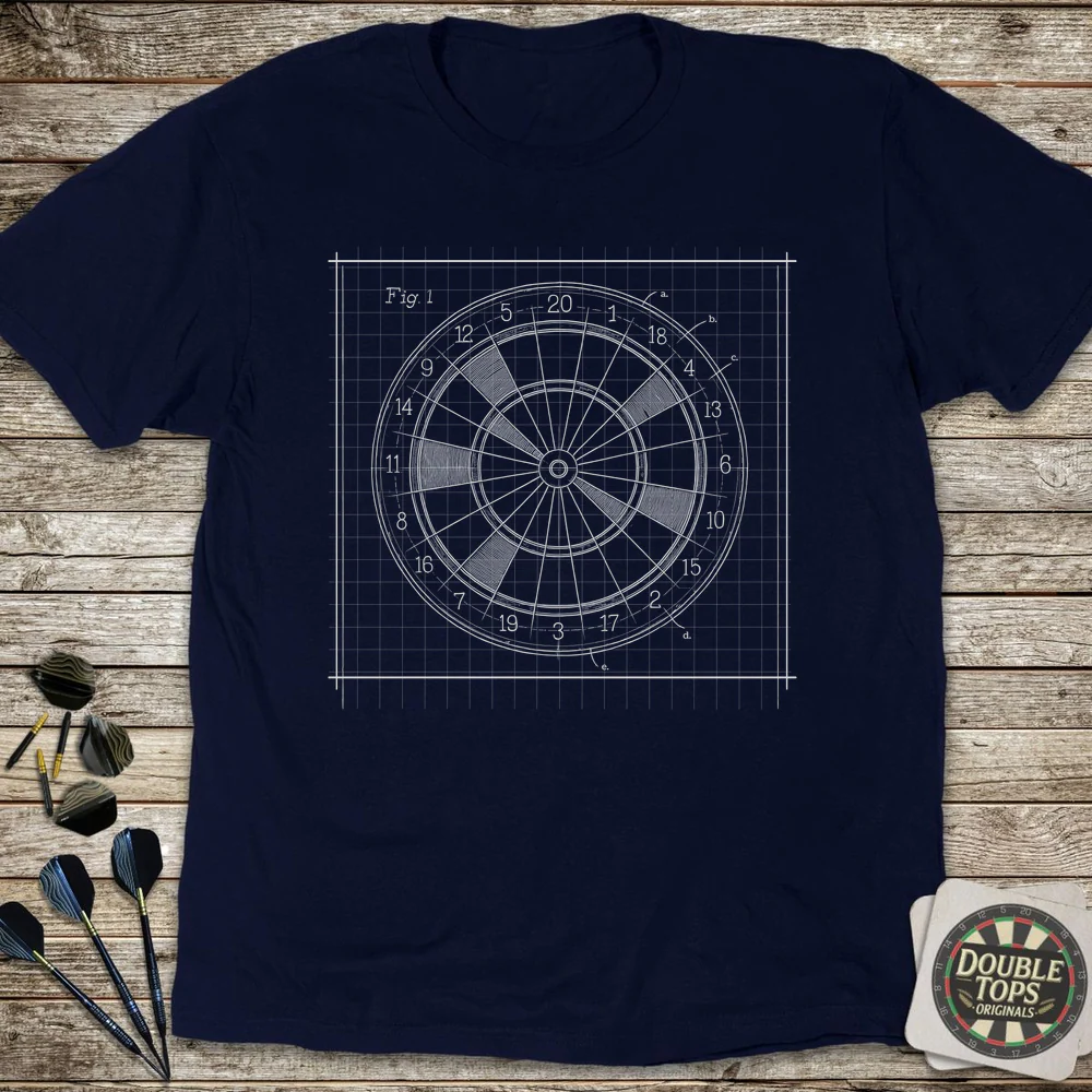 Dartboard Blueprint T-Shirt - Image 2