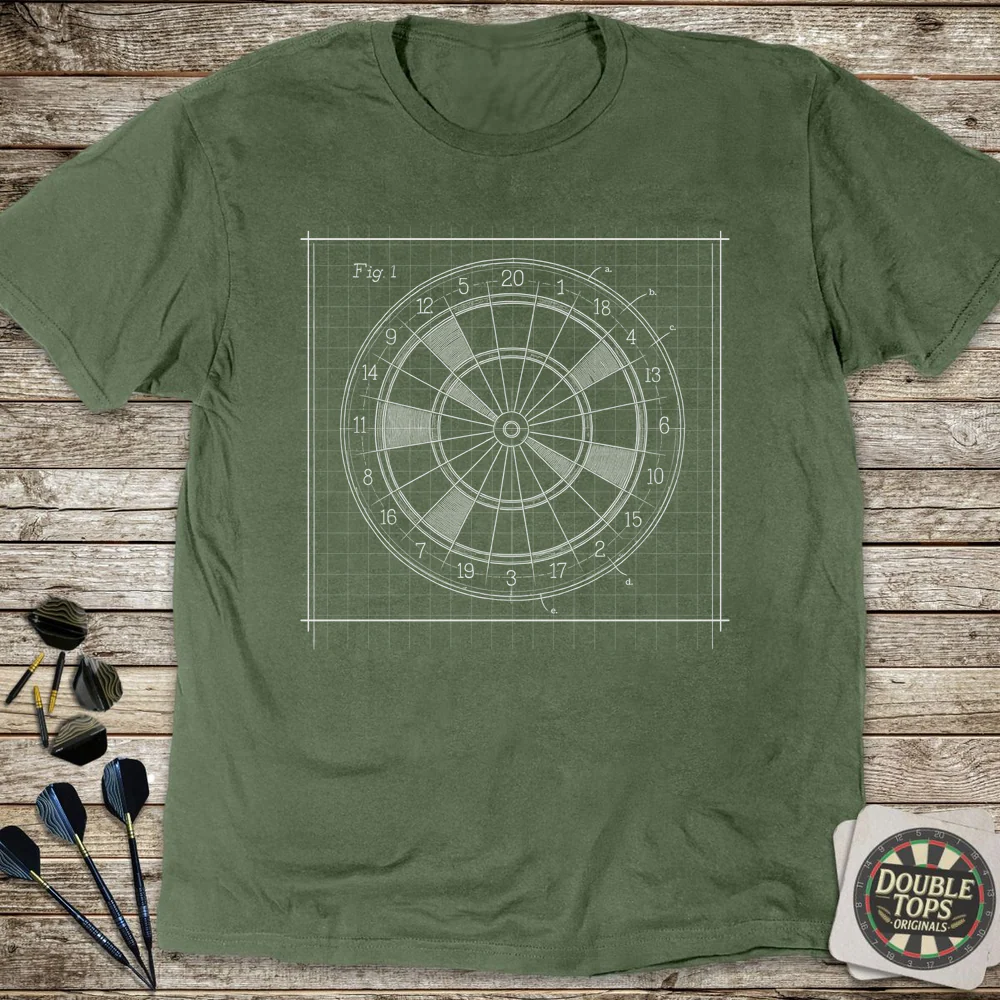 Dartboard Blueprint T-Shirt - Image 4