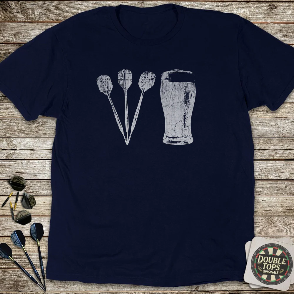 Darts And Beer All White T-Shirt - Image 3