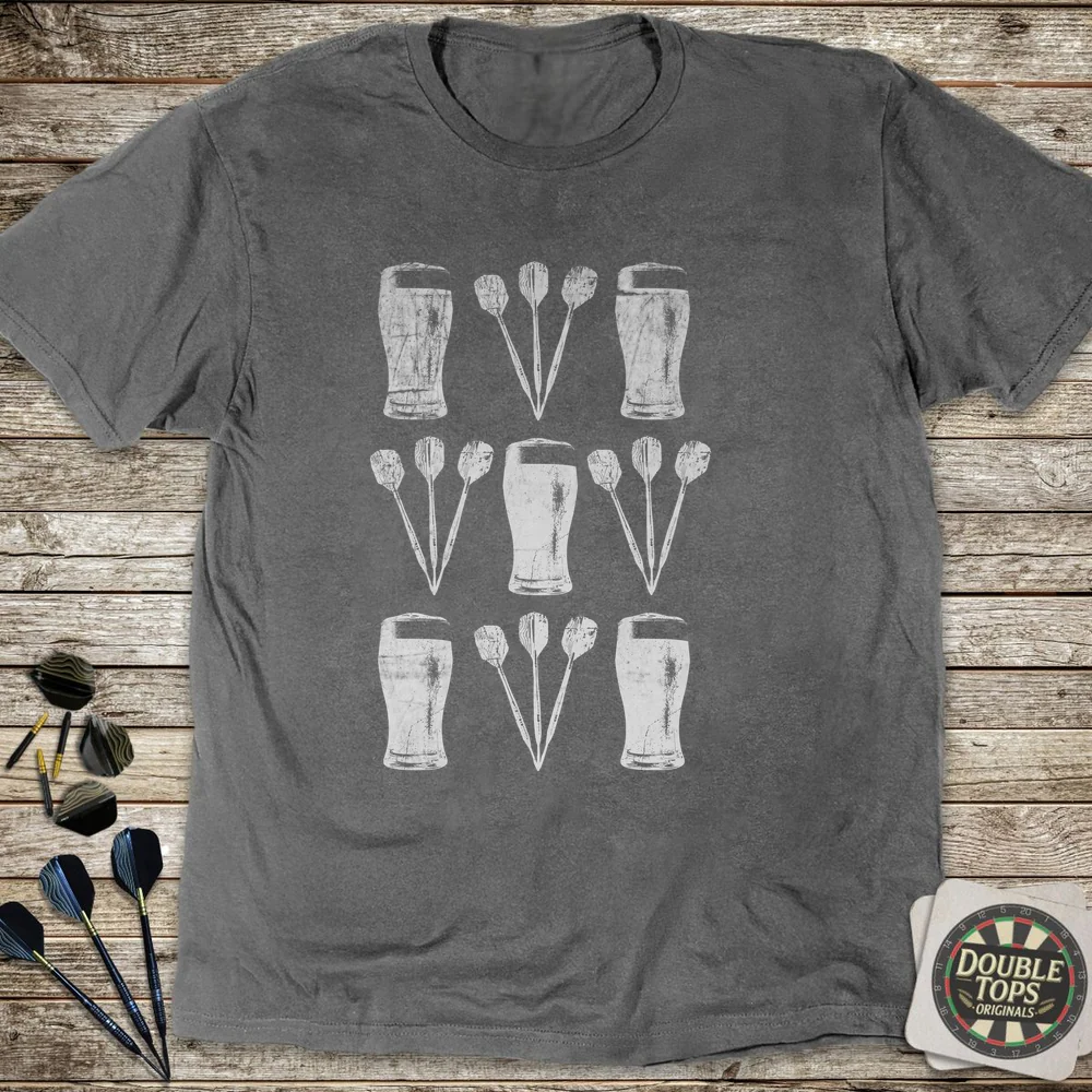 Darts And Beer Grid White T-Shirt - Image 2