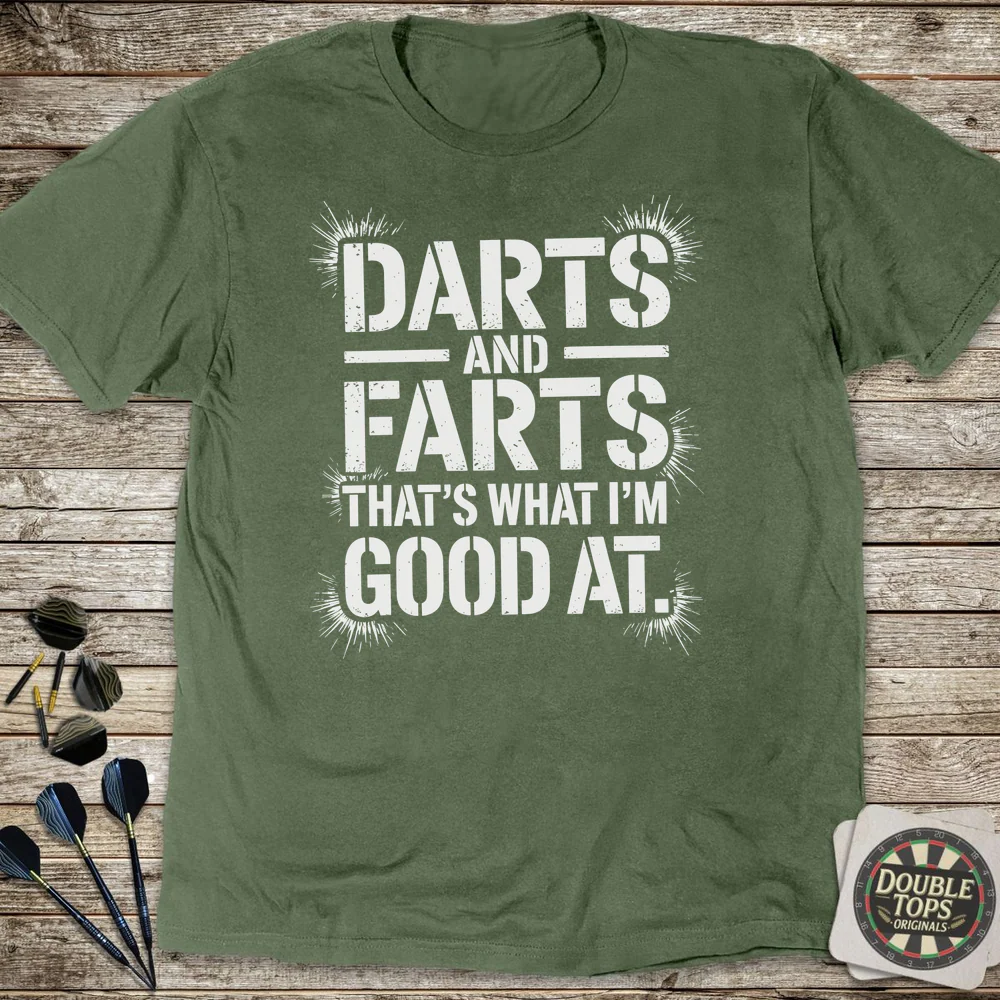 Darts And Farts Stencil T-Shirt - Image 4